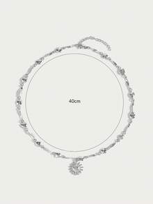 Glisma 18K镀金单件纹理金属几何向日葵项链，优雅可爱，奢华风格，适合派对、休闲、工作、婚礼、节日、度假、露营、Y2K风格、送给妈妈、女性、女孩、秋季、冬季、节日、假期、老钱、万圣节等场合。 - 代白金 - 查看 6