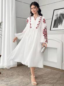 SHEIN Vestido casual de manga larga de color bliso sólido para adolescentes, vestido de primavera/otoño para niñas, uso diario