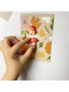 9Pcs Cute Mushroom Fridge Magnet Set, Creative Decorative Magnets For Kitchen, Office Whiteboard, Locker, Dishwasher, Perfect For Home Personalization And Valentine's Day Gift - Multicolor - View 3