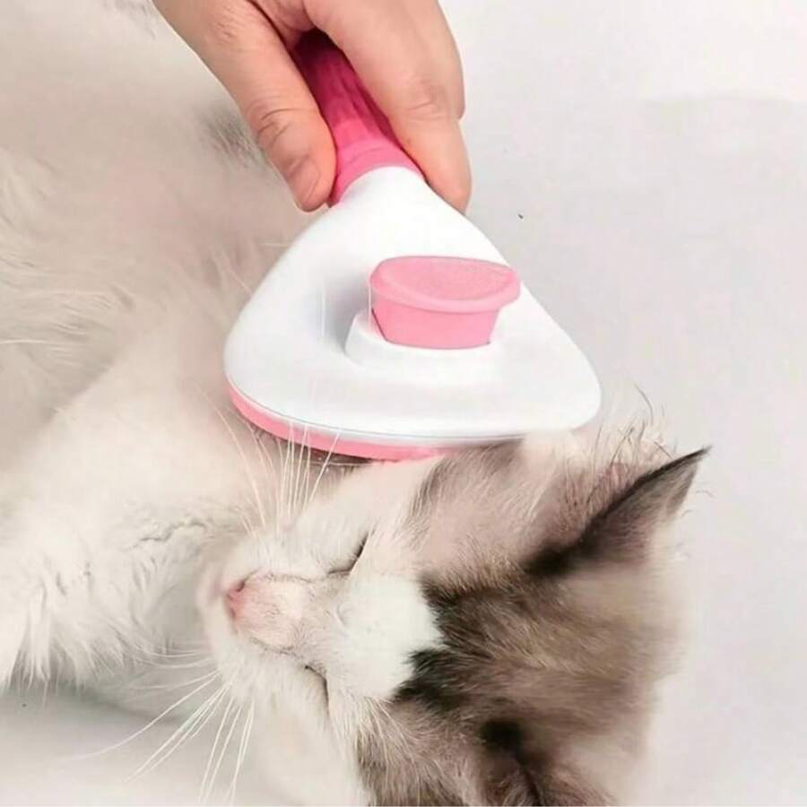 一键式宠物梳，可去除宠物身上松散的毛发和绒毛，适用于猫狗，猫梳，宠物用品。新旧批次随机发货。 - 粉色 - 查看 1