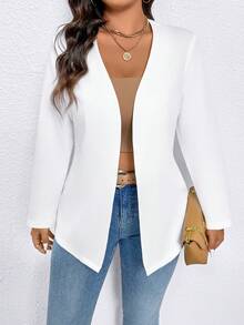 SHEIN PETITE Cárdigan de punto fino, minimalista, casual y versátil para mujer - Blanco - Ver 5
