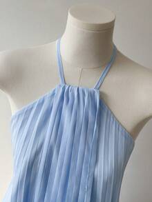 GlowEve 新款露背吊带褶皱休闲性感女式上衣，春夏款 - 淺藍色 - 查看 3