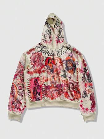 Street Life Felpa con cappuccio da uomo con stampa grafica da strada, autunno/inverno