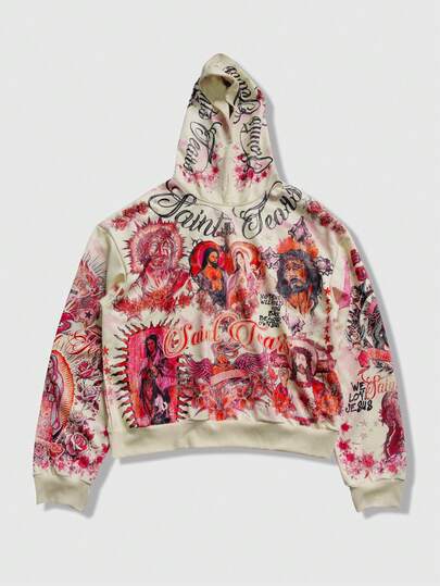 Street Life Felpa con cappuccio da uomo con stampa grafica da strada, autunno/inverno