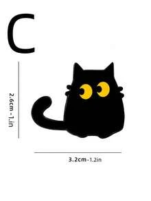 Zazumi 1/4pcs Black Cat Cartoon Metal Pin Badges For Backpack Jacket Lapel Gothic Punk Decor Alternative Fashion Accessories Gift Set - Black - View 8