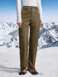In My Nature 女士拉链口袋直筒宽松休闲徒步裤 - 棕色 - 查看 2