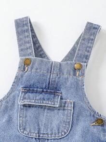 Baby Boy Cute Blue Denim Bib Pants - Light Wash - View 4