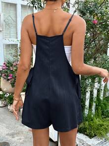 SHEIN 孕妇纯色打结腰部装饰休闲百搭日常连体衣