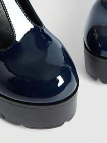 Sugerpunk 女士时尚百搭通勤搭扣厚底厚底粗跟高跟鞋 - 寶藍色 - 查看 5