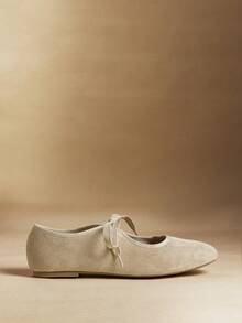 Rosivie Women's Casual Versatile Commuting Simple Lace-Up Flats - Beige - View 4