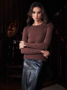 Uhlyne All-Match Round Neck Casual Versatile Long Sleeve Knit Undershirt