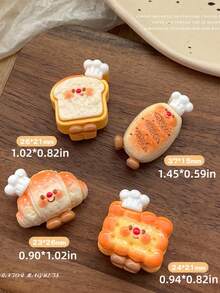 Zazumi 4PCS Mini Food Fridge Magnets Creative Cartoon Bread Simulation Magnetic Stickers Cute Home Decor Kitchen Office Accessories Fun Gift Collection Christmas Birthday Party - Multicolor - View 4