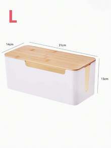 线缆管理盒，实木盖，适用于台式机、电视、电脑、USB集线器系统的线缆整理器，用于遮盖和隐藏电源板和线缆 - 白色 - 查看 11