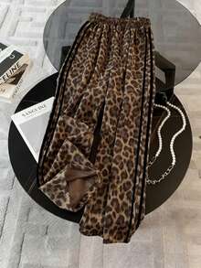 Franclia Women Leopard Print Zip Front Hoodie And Pants Casual Tracksuit Set - Brown - View 4