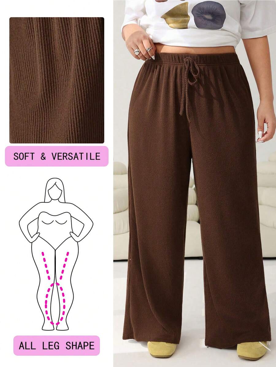 Solflare Plus Size Casual Solid Color Drawstring Waist Pants,Fall /Autumn/Winter/Summer,Christmas,New Year,Thanksgiving,Party,Wedding,Beach,Graduati,Chic,Elegant,Casual,Going Out,Date,Appointment,Commute,