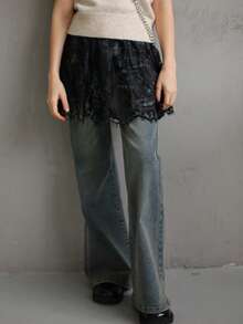 DAZY 少女蕾丝裙 - 黑色 - 查看 6