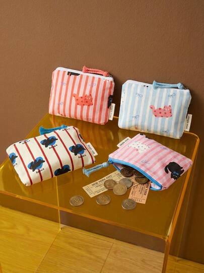 Joivida Cute Retro Fashion Cat Pattern Coin Purse, Mini Earphone Lipstick Storage Small Bag, Decorative Portable Travel, Cute Casual Style Gift For BFF Back-To- Season Gift , Can Be Used As Makeup Storage Bag, Not Outdated Design Cute Cat Pattern