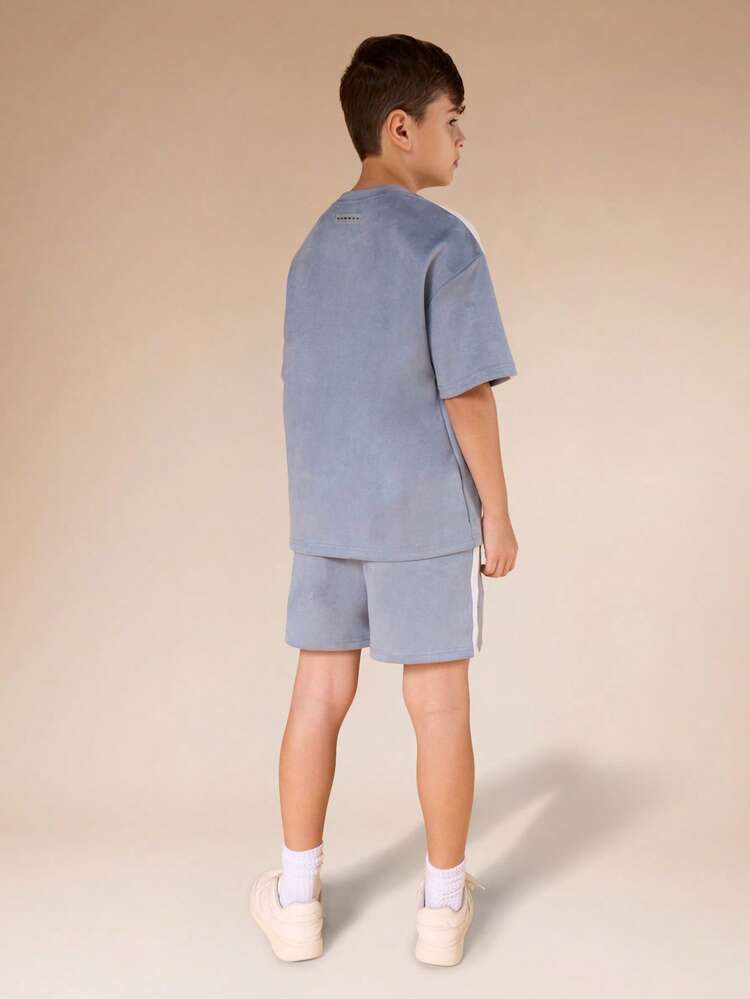 Suedette Side Stripe Tee And Short Set