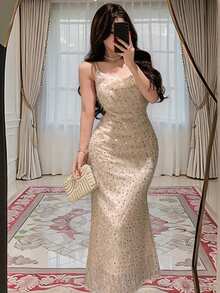 Women Midi Dresses - Apricot - View 2