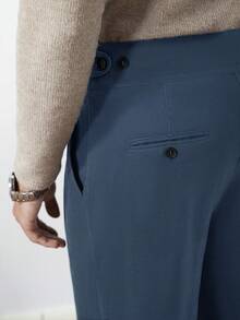 Core Aspect 男士纯色褶裥口袋宽松休闲裤 - 霧霾藍 - 查看 3