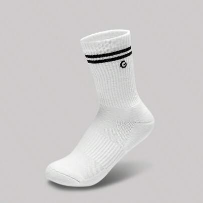 GLOWMODE 3 đôi tất cotton sọc cổ điển Lưới thông gió mềm mại có logo Jacquard Tập luyện thường ngày hàng ngày