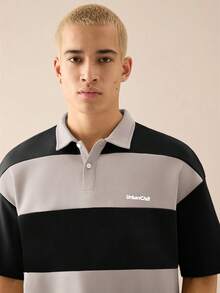 SWAVVY 男士针织休闲宽松短袖Polo衫 - 深灰色 - 查看 4