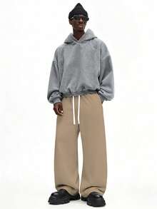 Quần jogger dáng rộng SUMWON với dây rút ở eo và bo chun ở ống quần, chất liệu cotton thoải mái, kiểu dáng trơn. - Lạc đà - Xem 3