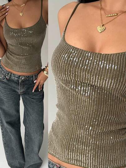 Aloruh Top de camisola con parches de encaje y lentejuelas, moda urbana para mujer