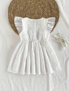 SHEIN Vintaside Kids 女婴梦幻网纱无袖纯色连衣裙，简约风格，适合节日、优雅外出和温馨居家时光，春夏款 - 白色 - 查看 2