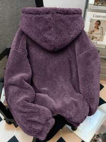 Resyla 畅销款，保暖、柔软、亲肤的仿羊羔毛连帽卫衣，秋冬季保暖时尚，适合日常工作通勤、约会穿着以及居家穿着，秋冬季保暖佳品。 - 紫色 - 查看 2