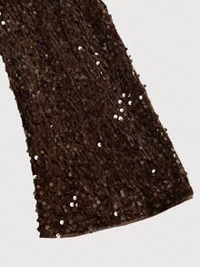 Sweetra 亮片露背迷你连衣裙，情人节服装 - 棕色 - 查看 5