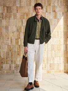 Airaco Chaqueta de pana con cuello alto minimalista con diseño de moneda vintage para hombres - Verde militar - Ver 5