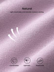 LUVLETTE 基础款柔软纯棉长袖短腰系带女士浴袍睡衣睡袍女式睡衣 - 紫色 - 查看 5