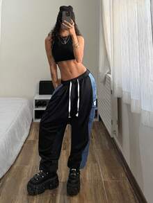 StreetHx 女士抽绳腰带口袋时尚街头休闲牛仔裤 - 彩色 - 查看 3