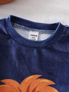 Baby Boys Pajamas-Pajama Set Navy Lion Face Top And Pants Long Sleeve Long Pants Four Season Wear 2026 New Year Holiday Essential Warm And Cute Style Warm And Comfortable - Royal Blue - View 8