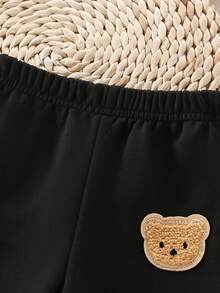 SHEIN Playful Pals 男婴三件套：衬衫、针织背心和休闲裤，英伦风，秋冬季 - 黑色 - 查看 3