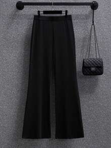 GlowEve CURVE Plus Size Casual Shirt Top + Simple Flared Leg Pants 2 Pieces Set