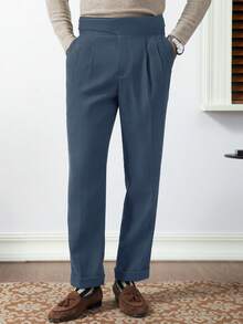 Core Aspect 男士纯色褶裥口袋宽松休闲裤 - 霧霾藍 - 查看 8