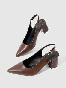 Sleekvia Women's Fashion Versatile Pointed Toe Pumps Valentine's Day - Brown - View 2