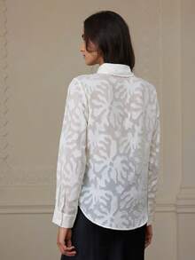 Aveloria Modichic 无需内衣的透明纽扣衬衫，优雅商务休闲女式衬衫 - 奶油色 - 查看 2