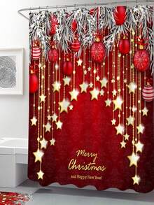 Bộ 4 món trang trí phòng tắm đa năng chủ đề Giáng sinh gồm rèm tắm, 12 móc treo, thảm chống trượt, thảm chữ U và nắp bồn cầu tròn, bộ phụ kiện phòng tắm phù hợp cho mọi không gian. - Nhiều màu - Xem 4