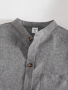 SHEIN 青少年男童休闲拼接长袖衬衫