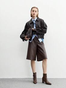 CUCCOO BIZCHIC 女士时尚百搭通勤粗跟踝靴 - 棕色 - 查看 2
