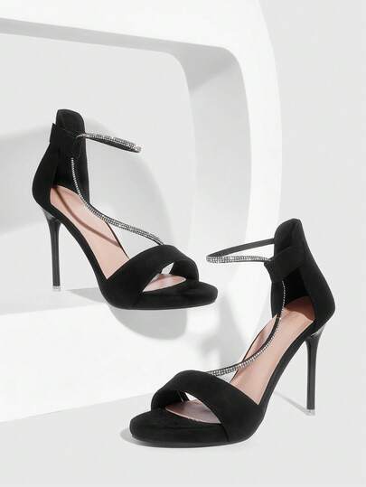 CUCCOO SZL Women's Elegant Party Rhinestone Decor Open Toe High Heel Shoes