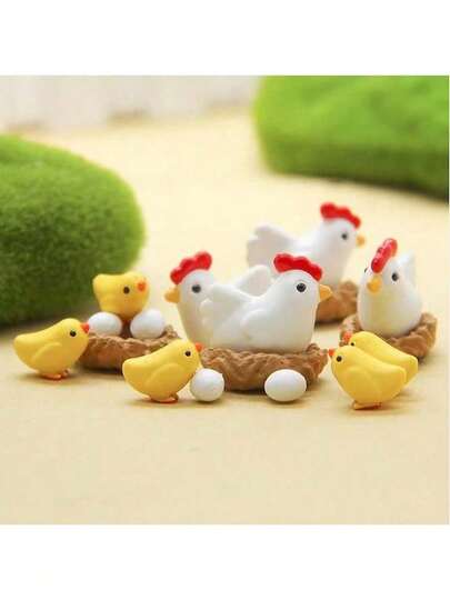 13pcs The Little Chicken Family Micro Landscape Decorative Ornaments, Miniature Fairy Garden Landscape Hide And Seek Prank, DIY Cream Glue Phone Case Keychain, Creative Hair Clip Jewelry Accessories, Car Mounted Small OrnamentMicro Landscape Decorative Ornaments, Miniature Fairy Garden Landscape Hide And Seek Prank, DIY Cream Glue Phone Case Keychain, Creative Hair Clip Jewelry Accessories, Car Mounted Small Ornament