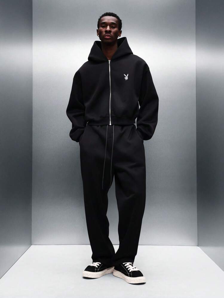 PLAYBOY X SUMWON Oversized Hoodie And Joggers Set With Text Embroidery