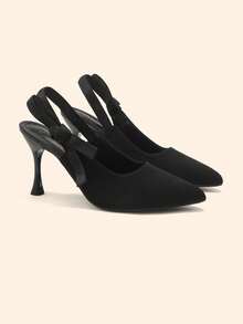 CUCCOO BASICS Zapatos de tacón con punta puntiaguda y decoración de lazo, elegantes y de moda para fiestas - Negro - Ver 7