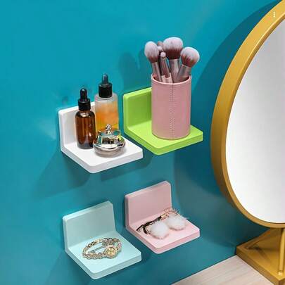 Joivida 1pc/4pcs, Non Perforated Wall Mounted Floating Rack, Durable Matte Plastic Storage Rack Suitable For Bathrooms, Kitchens, Living Rooms, Bedrooms, Saving Space For Home Organization And Decoration Products, Modern Storage Solution, Dedicated For Small Spaces, No Need For Drilling Installation Of Floating Storage Rack