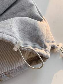 SHEIN EZwear 女士纯色系腰阔腿宽松休闲运动裤