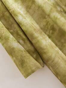 Rusticease 女士时尚扎染印花衬衫裙，春秋季长款女装套装长款衬衫裙休闲连衣裙女士长袖连衣裙 - 彩色 - 查看 5